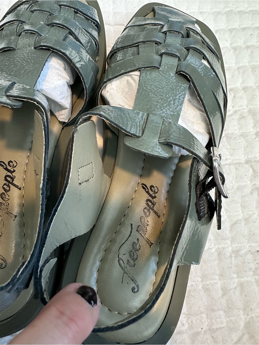 Free People Finn Fisherman Platform Sandals in Sea Serpent Green Sz 40 - Picture 6 of 9